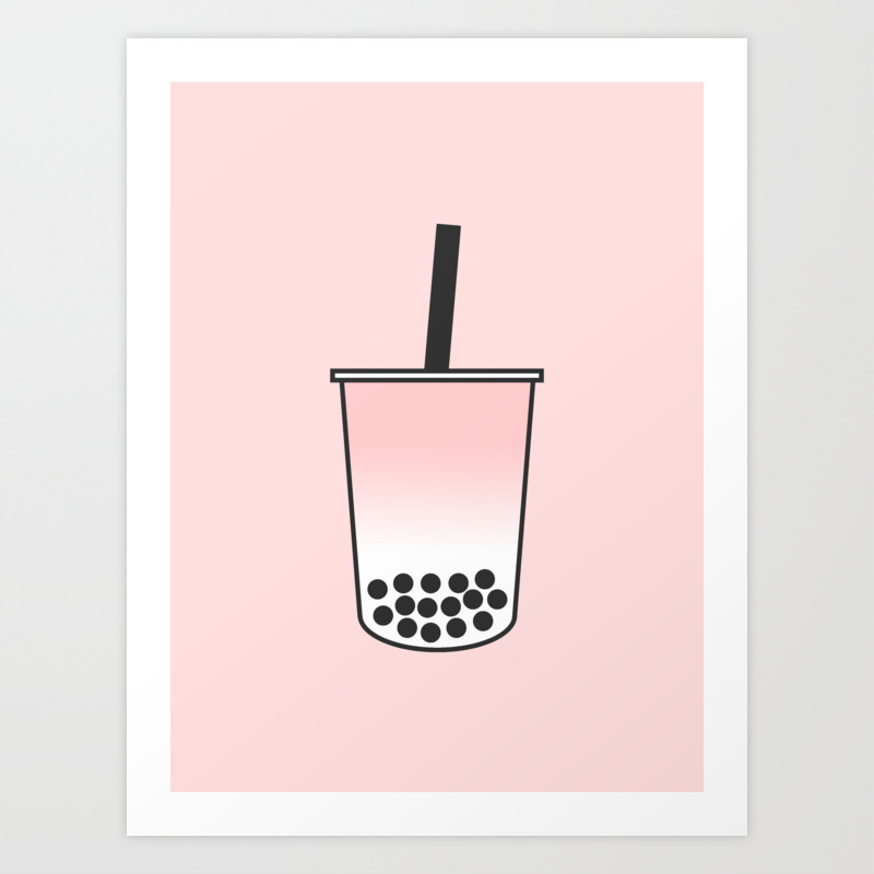Pink Bubble Tea Art Print By Theaquawitch Society6 Bros super boba fett solid simplistic simple wallpaper. pink bubble tea art print by theaquawitch