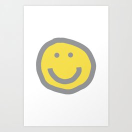 Round Happy Face with Smile Art Print