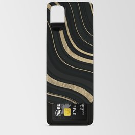 Geometrical abstract black gold wavy lines Android Card Case