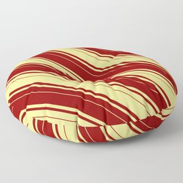 [ Thumbnail: Dark Red & Tan Colored Pattern of Stripes Floor Pillow ]