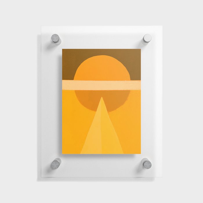 Triangle Moon Yellow Floating Acrylic Print