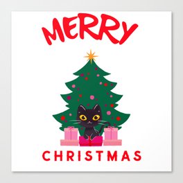 Cat Christmas Fir Tree Canvas Print