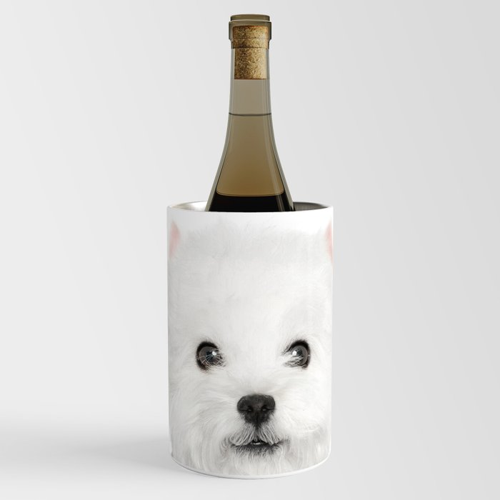 White Puppy Portrait - Wine Chiller
