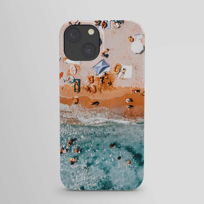 People On Beach, Aerial Drone Summer Beach Photography, Aerial Beach Sea, Ocean Wall Art Print, Summer Sea Vibes Art Print iPhone Case