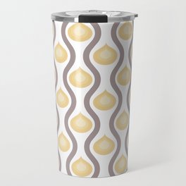 True 60s - Vintage Organic Shape Retro Pattern Light Yellow Gray Travel Mug