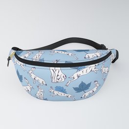 White hare on blue background  Fanny Pack