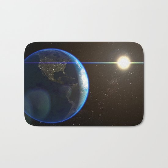 Night Lighted Earth from space Bath Mat