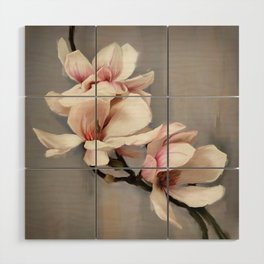 Magnolia - minimal flowers - botanical art Wood Wall Art