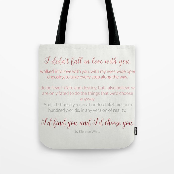 I'd choose you 4 #quotes #love #minimalism Tote Bag