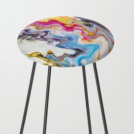 Colorful Fluid Acrylic Paint Pour Counter Stool