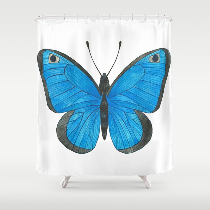 Morpho Butterfly Illustration Shower Curtain