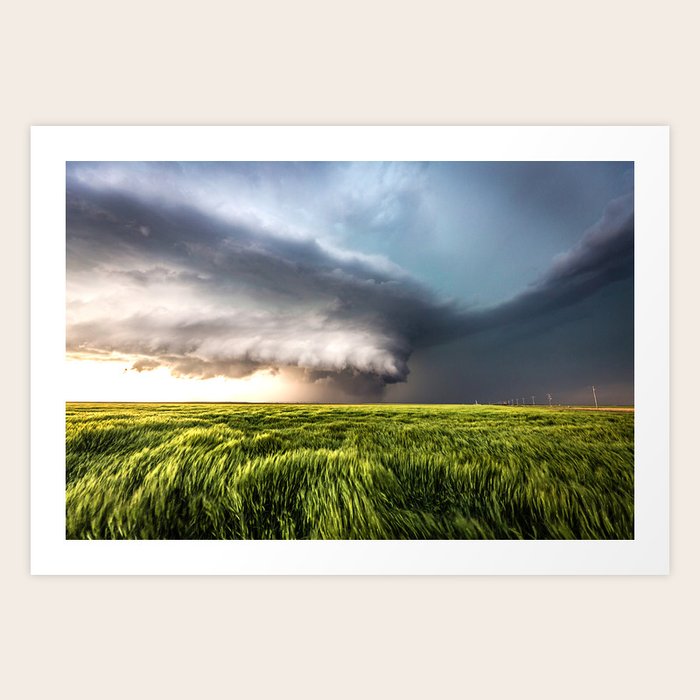 Leoti's Masterpiece Supercell Thunderstorm Over Waving Wheat Field on