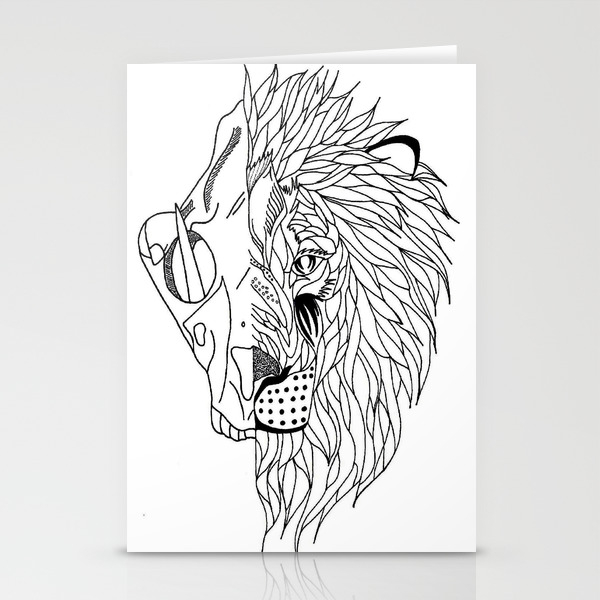 Half Lion Skull Half Lion Face Stationery Cards By Smurfmonster Society6