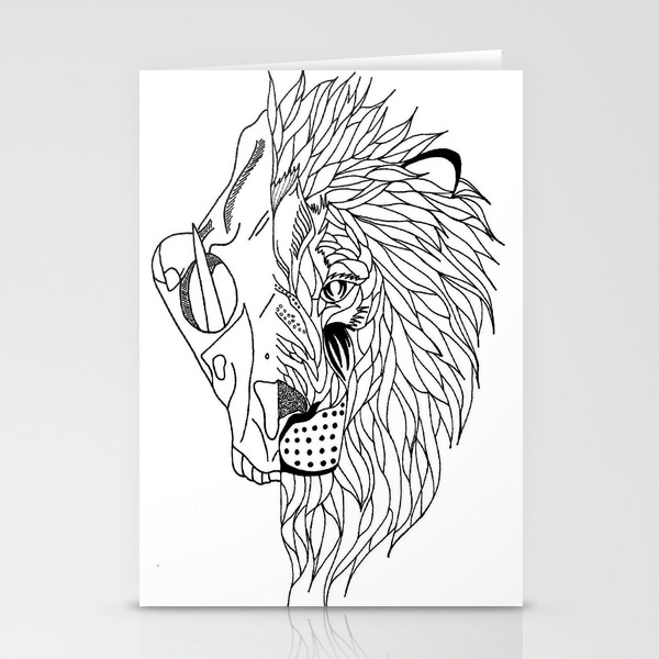 Half Lion Skull Half Lion Face Stationery Cards By Smurfmonster Society6 Half Lion Skull Half Lion Face Stationery Cards By Smurfmonster Society6