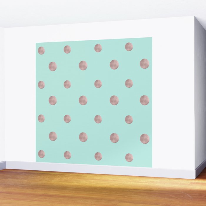 Happy Polka Dots Rose Gold On Mint 1 Decor Art Society6 Wall