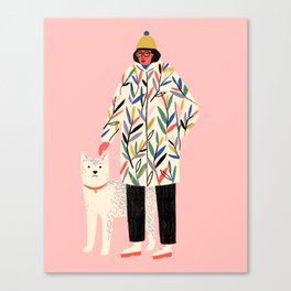 Girl with Dog Canvas Print