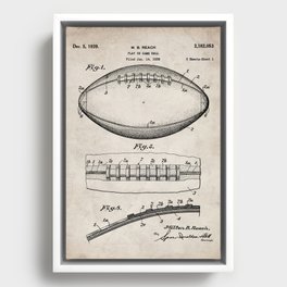 Football Patent - American Football Art - Antique Framed Canvas