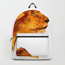 Geometric Lion Wild animals Big cat Low poly art Brown and Yellow Backpack