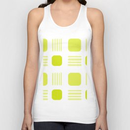 Mid-Century Modern Squares Lines Mono Chartreuse Unisex Tank Top