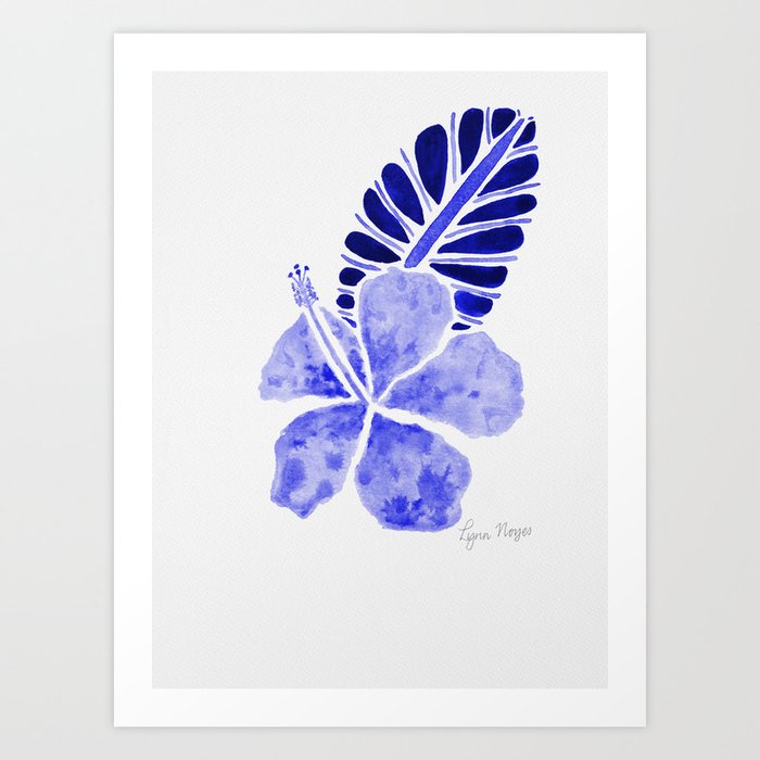 Hibiscus Tropical - Blue Art Print