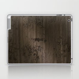 Brown engraved wood board Laptop Skin