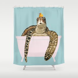 Turtle Shower Curtain Tribal Art on Tortoise Print for Bathroom 