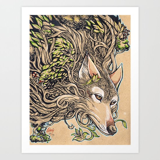 Dog of the Mountain - Honshu Wolf Art Print