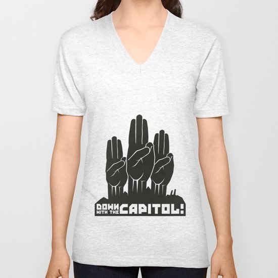Down With The Capitol - Propaganda Unisex V-Neck