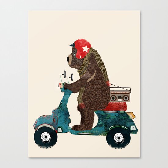 scooter bear Canvas Print