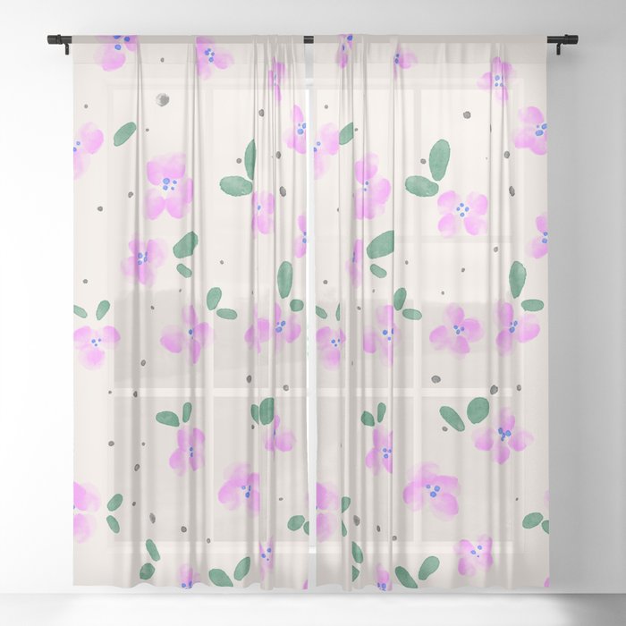 Vintage Floral Ditsy Pattern Sheer Curtain