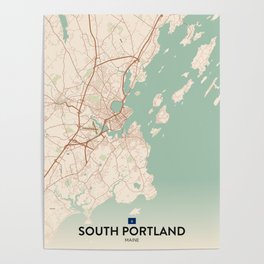 South Portland, Maine, United States - Vintage City Map Poster