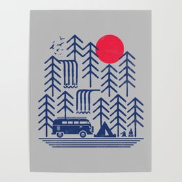 Camping Days / Van nature minimal birds sun Poster