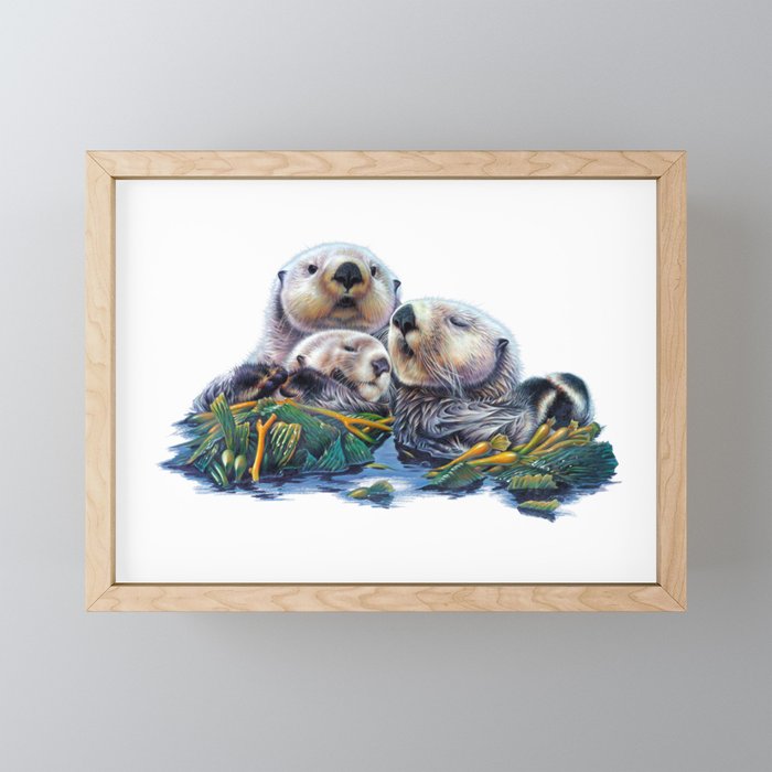 Otter Family Framed Mini Art Print