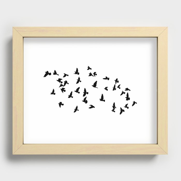 Flock of flying birds Recessed Framed Print
