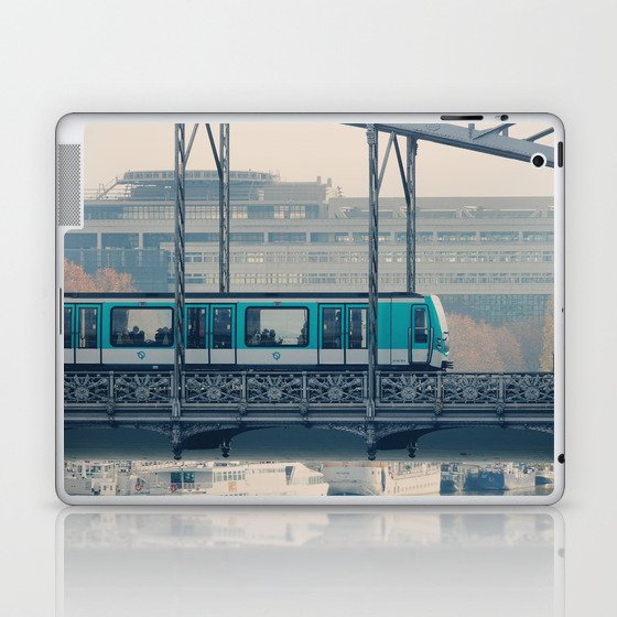 Paris metro crossing steel bridge Laptop & iPad Skin