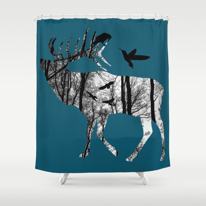 Forest Spirit - Black and White Shower Curtain