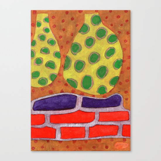 Interieur Design with Intensively Colored Upholstered Bench Canvas Print