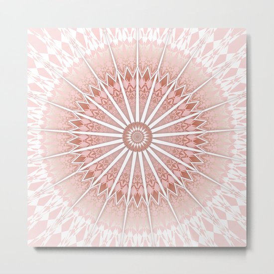 Blush Apricot Mandala Metal Print