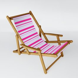 [ Thumbnail: Lavender and Deep Pink Colored Lined Pattern Sling Chair ]