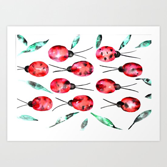 Лето.Божьи коровки Art Print