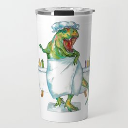 T-rex taking bath dinosaur painting Travel Mug