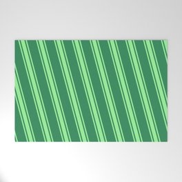 [ Thumbnail: Sea Green & Green Colored Lined Pattern Welcome Mat ]