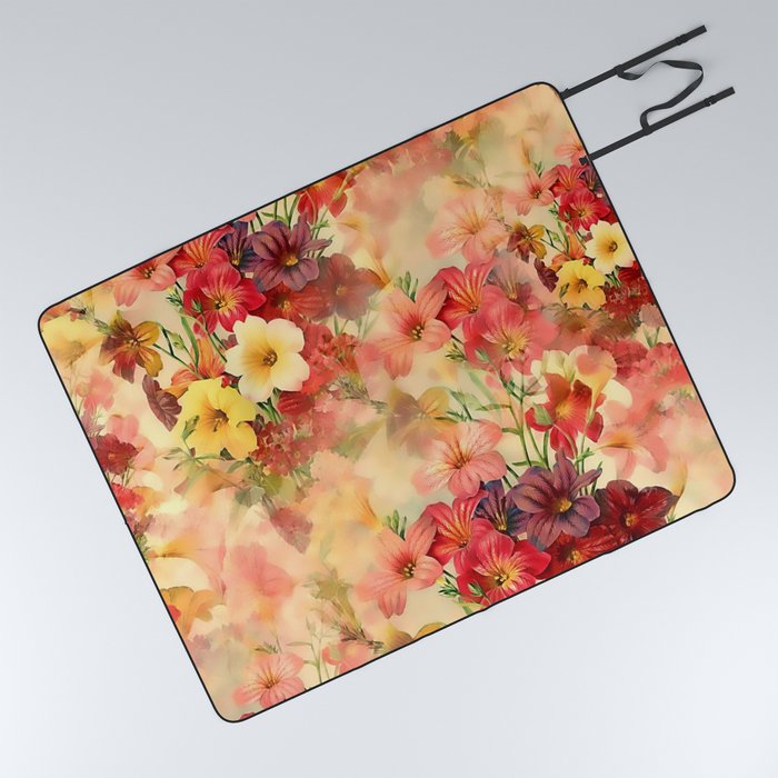 Vintage Autumn Floral Trendy Collection Picnic Blanket