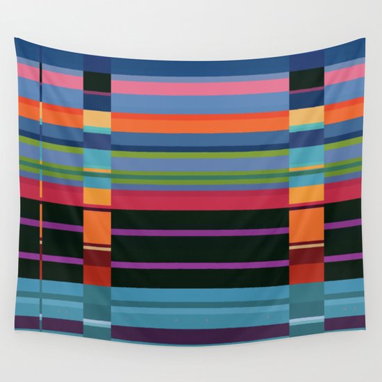 Colorful Lines And Retangles Geometric Abstract Art Digitalart Gift Wall Tapestry