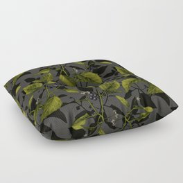 Black Nightshade Plant on Gray Floor Pillow