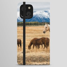 Mountain Horse - Palomino Horse on Autumn Day in Grand Teton National Park Wyoming iPhone Wallet Case