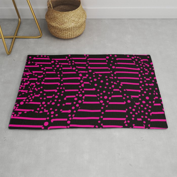 Spots and Stripes 2 - Magenta and Black Rug