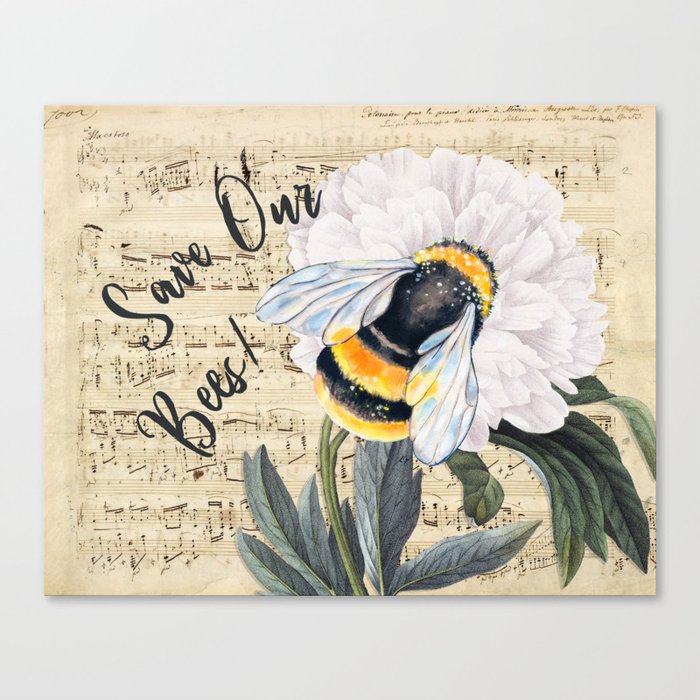 Save The Bees Collage Canvas Print