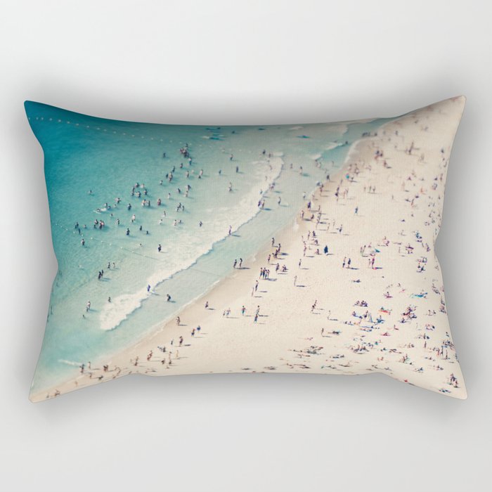 Aerial Beach Love Print - aerial Ocean Sea photography by Ingrid Beddoes Rectangular Pillow