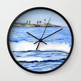 Ocean waves with Lighthouse Watercolor Art Wall Clock